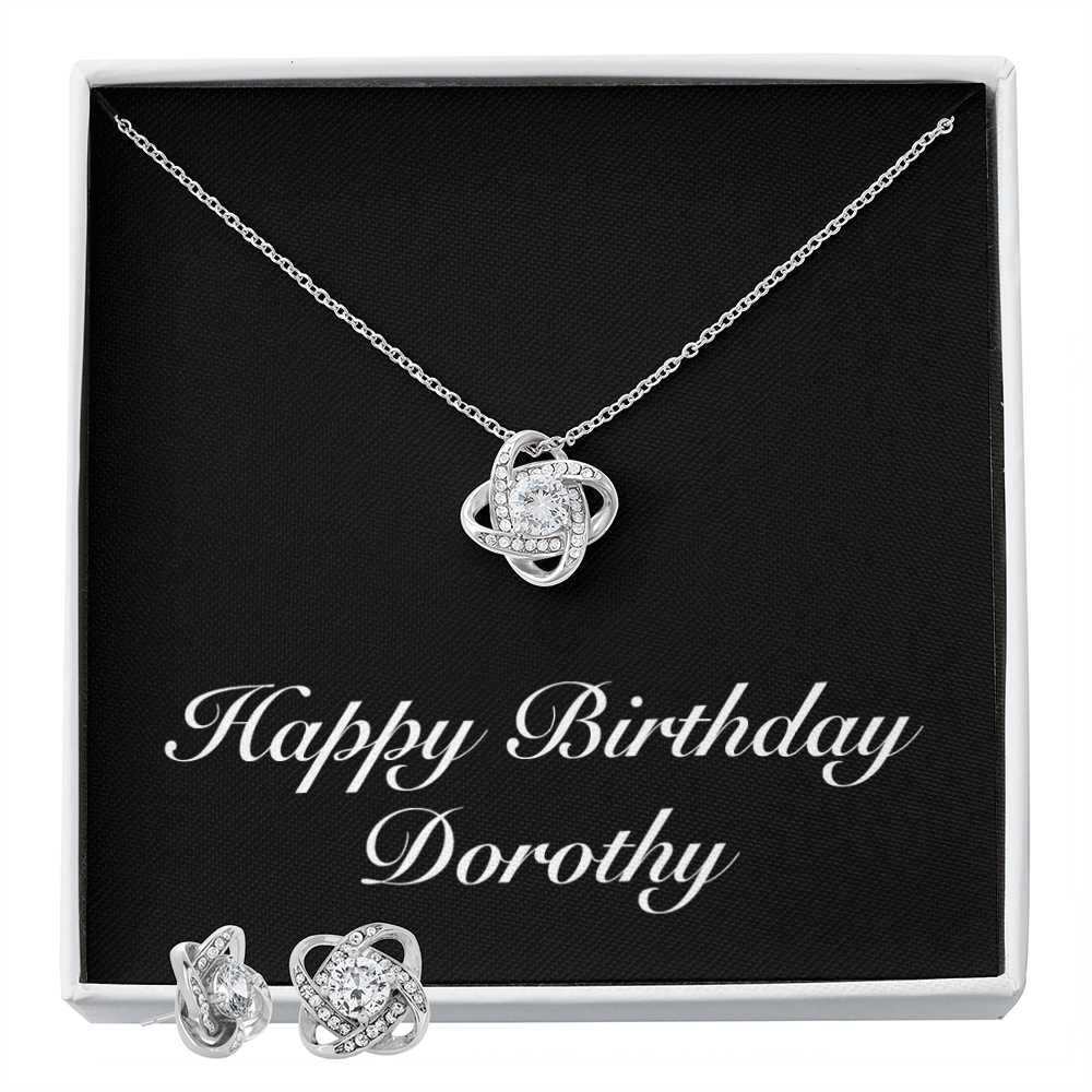 Happy Birthday Dorothy v2 - Love Knot Necklace And Earrings Set