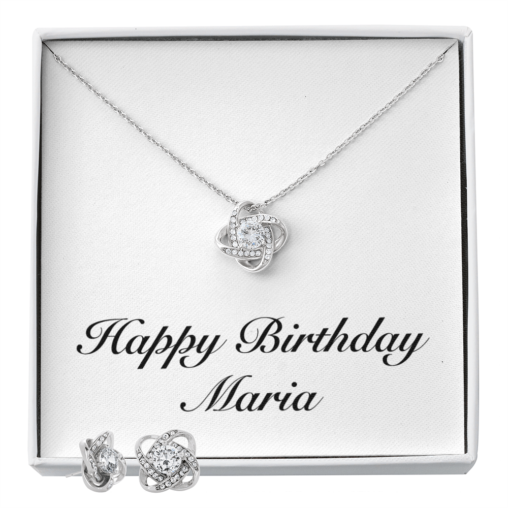 Happy Birthday Maria - Love Knot Necklace And Earrings Set