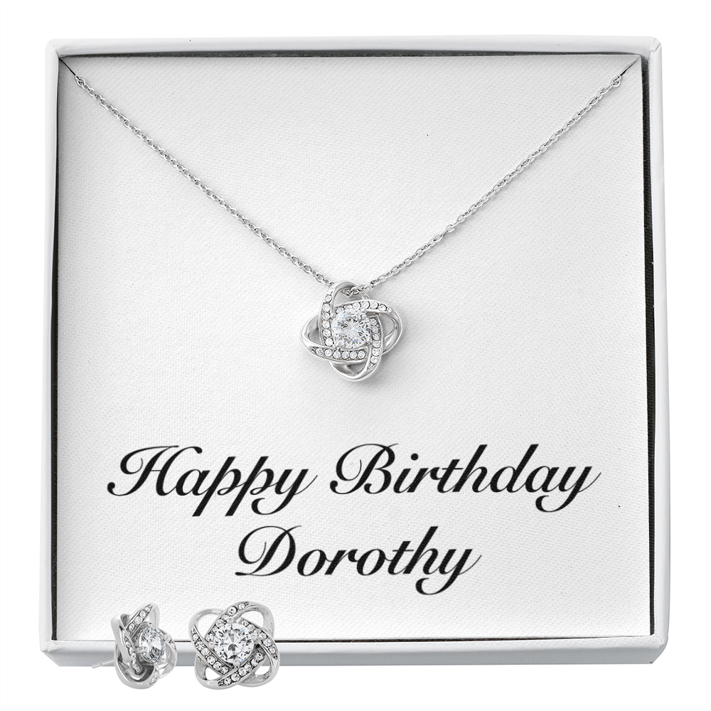 Happy Birthday Dorothy - Love Knot Necklace And Earrings Set