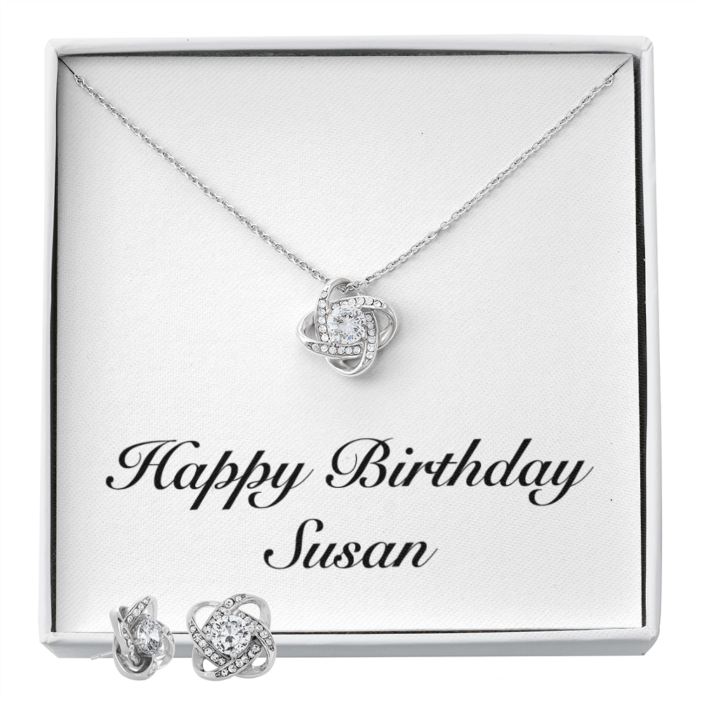 Happy Birthday Susan - Love Knot Necklace And Earrings Set