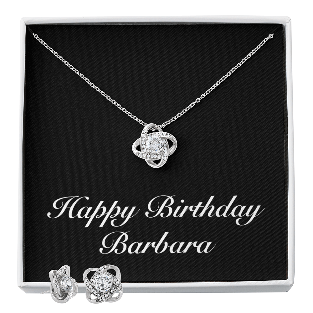 Happy Birthday Barbara v2 - Love Knot Necklace And Earrings Set