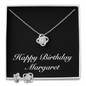 Happy Birthday Margaret v2 - Love Knot Necklace And Earrings Set