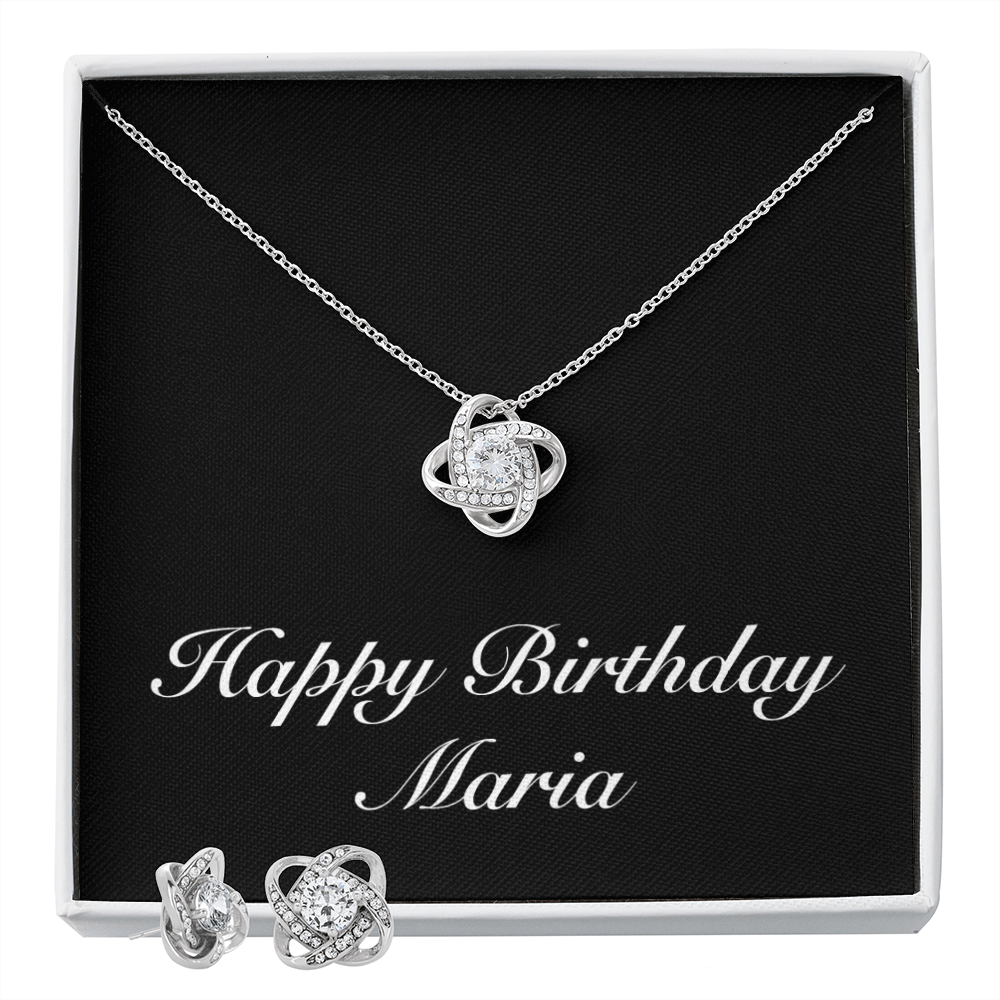 Happy Birthday Maria v2 - Love Knot Necklace And Earrings Set