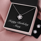 Happy Birthday Mary v2 - Love Knot Necklace And Earrings Set