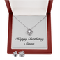 Happy Birthday Susan - Love Knot Necklace And Earrings Set With Mahogany Style Luxury Box