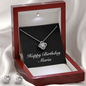 Happy Birthday Maria v2 - Love Knot Necklace And Earrings Set With Mahogany Style Luxury Box