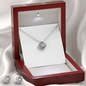 Love Knot Necklace And Earrings Set With Mahogany Style Luxury Box