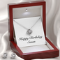 Happy Birthday Susan - Love Knot Necklace And Earrings Set With Mahogany Style Luxury Box