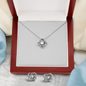 Love Knot Necklace And Earrings Set With Mahogany Style Luxury Box