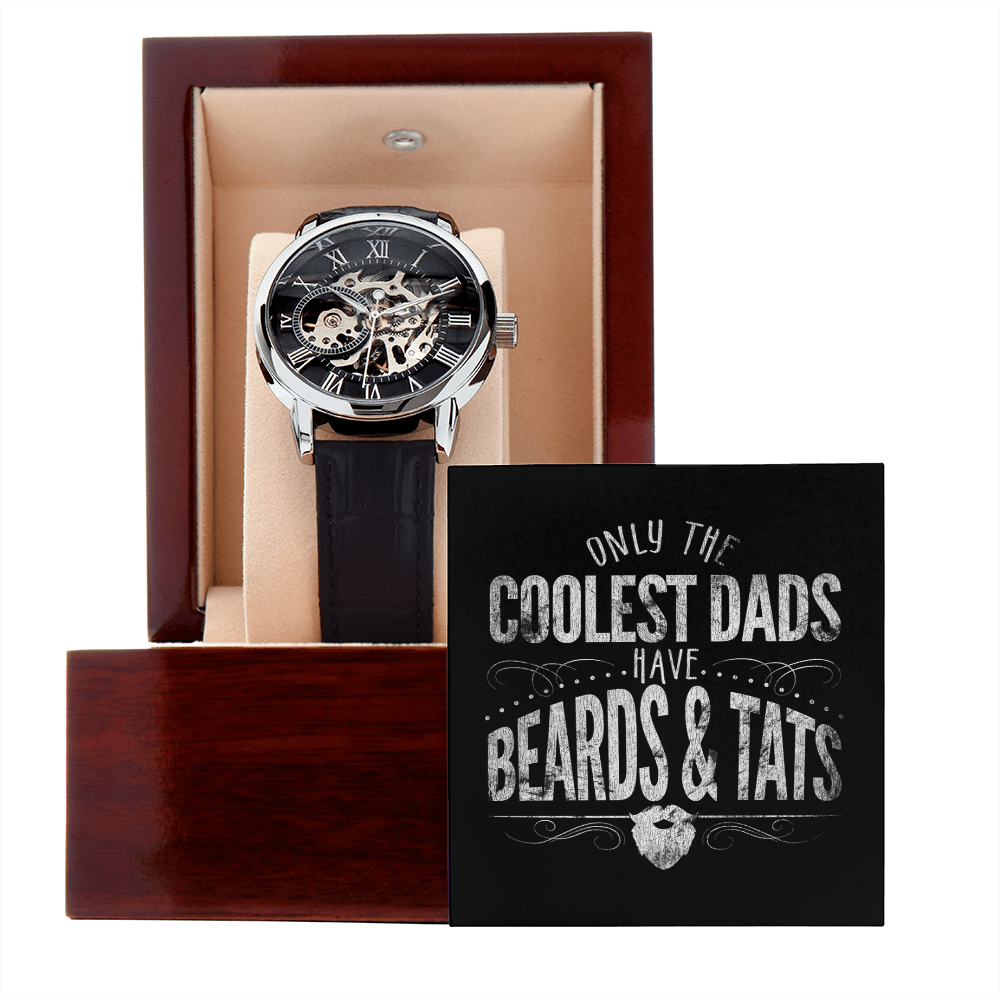 Only The Coolest Dads Have Beards & Tats - Men's Openwork Watch