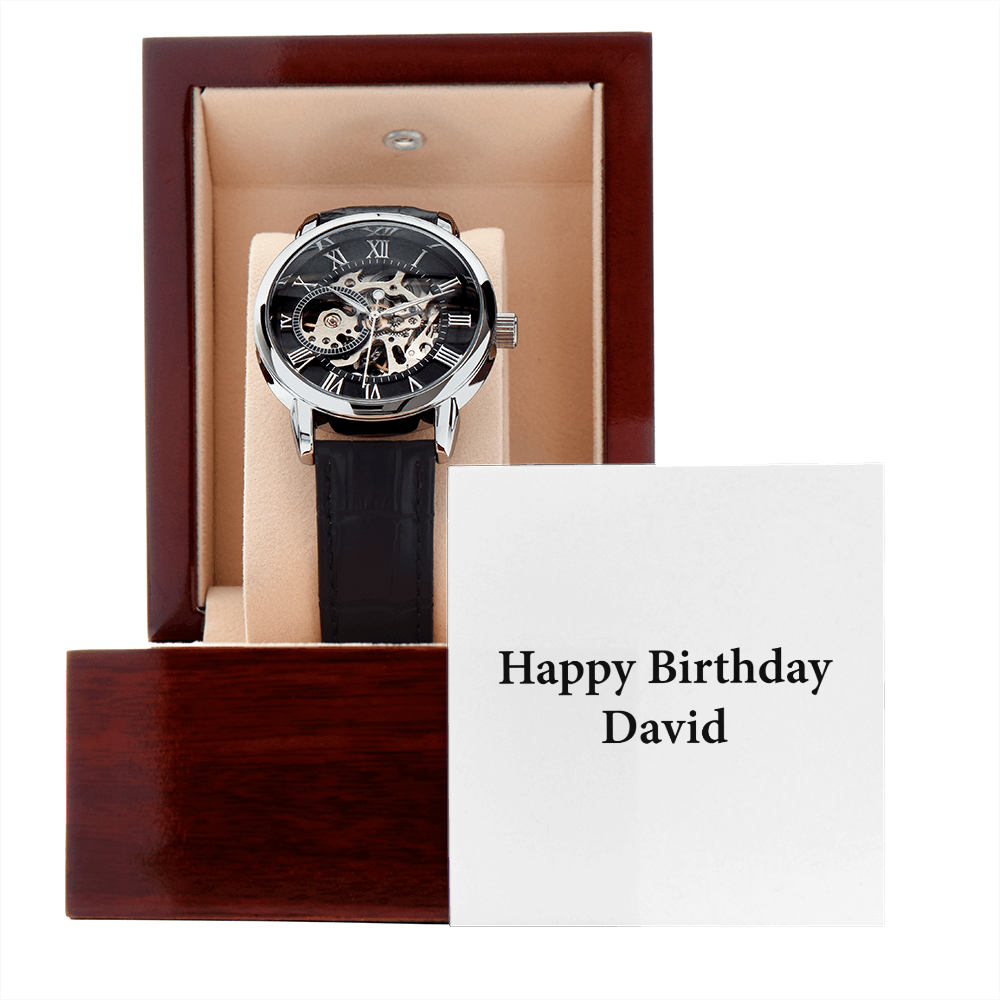 Happy Birthday David - Men's Openwork Watch