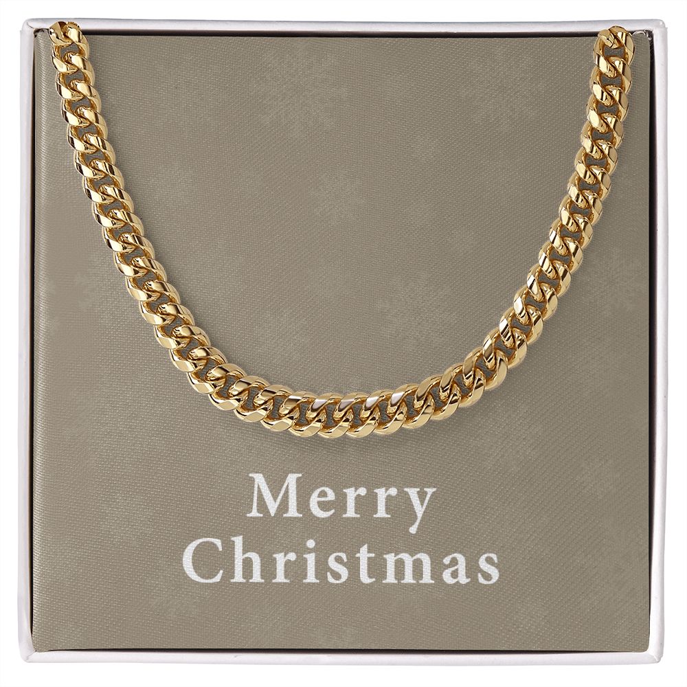 Merry Christmas v10 - 14k Gold Finished Cuban Link Chain