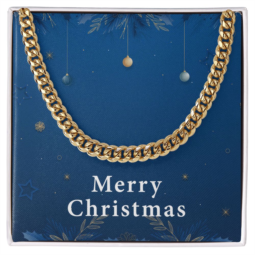 Merry Christmas v05 - 14k Gold Finished Cuban Link Chain