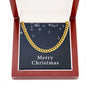 Merry Christmas v04 - 14k Gold Finished Cuban Link Chain With Mahogany Style Luxury Box