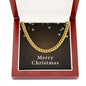 Merry Christmas v06 - 14k Gold Finished Cuban Link Chain With Mahogany Style Luxury Box