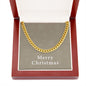 Merry Christmas v10 - 14k Gold Finished Cuban Link Chain With Mahogany Style Luxury Box