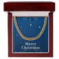 Merry Christmas v05 - 14k Gold Finished Cuban Link Chain With Mahogany Style Luxury Box