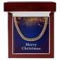 Merry Christmas v07 - 14k Gold Finished Cuban Link Chain With Mahogany Style Luxury Box