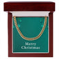 Merry Christmas v02 - 14k Gold Finished Cuban Link Chain With Mahogany Style Luxury Box