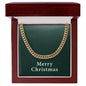 Merry Christmas v09 - 14k Gold Finished Cuban Link Chain With Mahogany Style Luxury Box