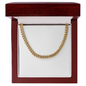 14k Gold Finished Cuban Link Chain With Mahogany Style Luxury Box
