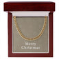 Merry Christmas v10 - 14k Gold Finished Cuban Link Chain With Mahogany Style Luxury Box