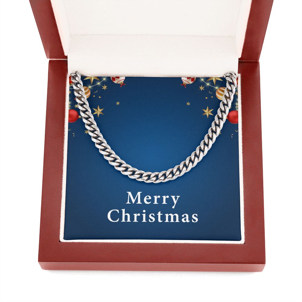 Merry Christmas v01 - Cuban Link Chain With Mahogany Style Luxury Box
