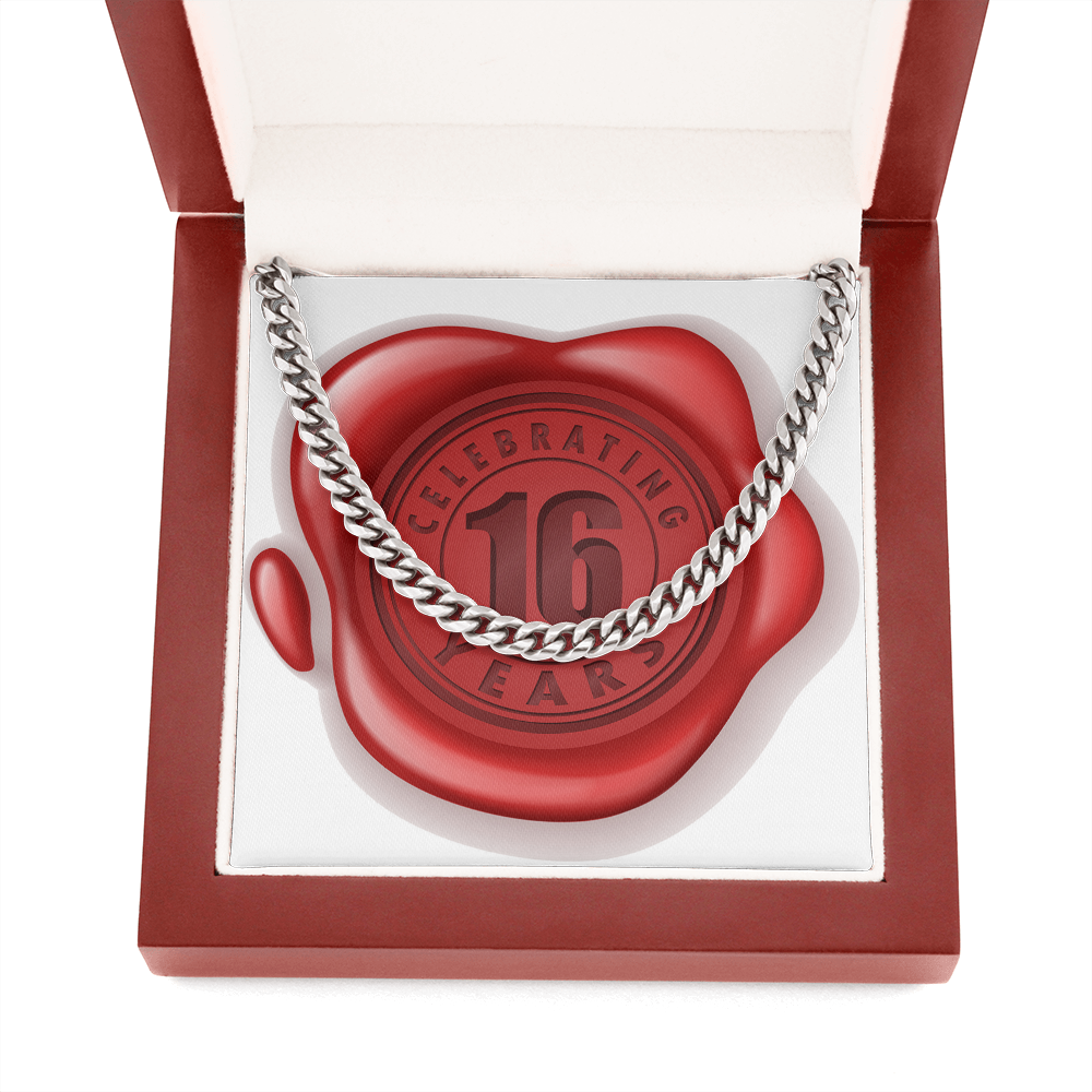 Celebrating 16 Years Anniversary - Cuban Link Chain With Mahogany Style Luxury Box