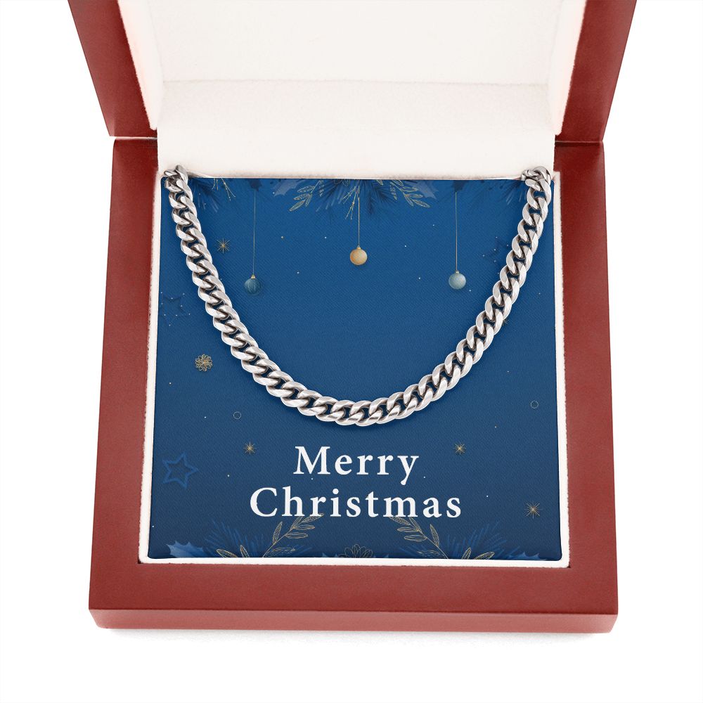 Merry Christmas v05 - Cuban Link Chain With Mahogany Style Luxury Box