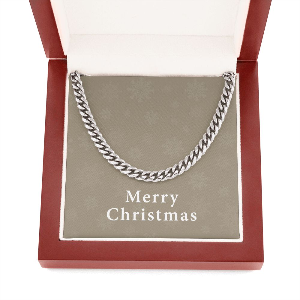 Merry Christmas v10 - Cuban Link Chain With Mahogany Style Luxury Box
