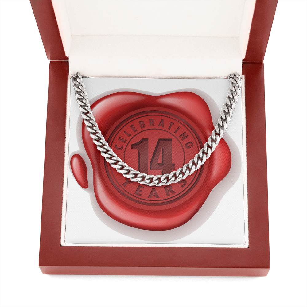 Celebrating 14 Years Anniversary - Cuban Link Chain With Mahogany Style Luxury Box