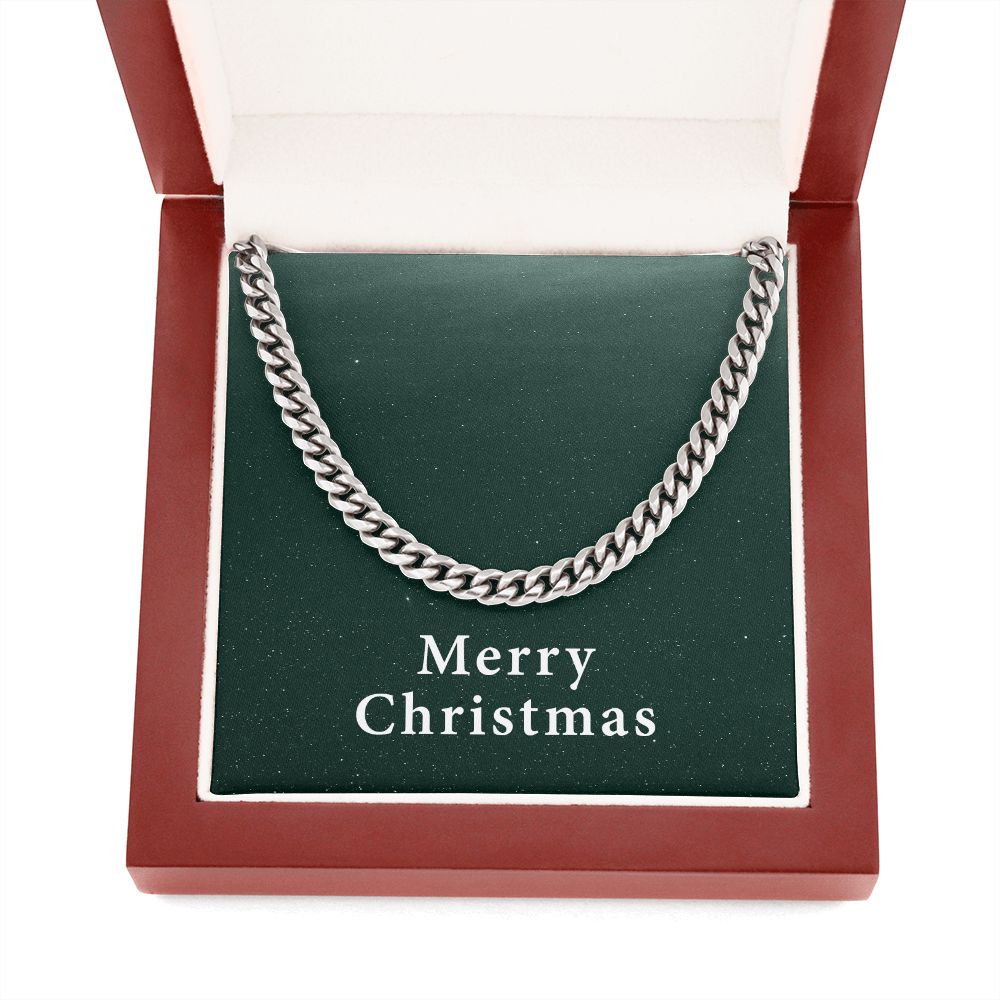 Merry Christmas v09 - Cuban Link Chain With Mahogany Style Luxury Box