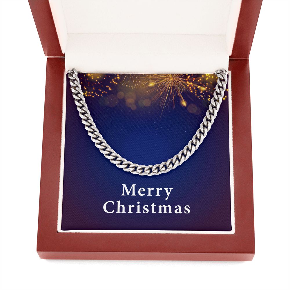 Merry Christmas v07 - Cuban Link Chain With Mahogany Style Luxury Box