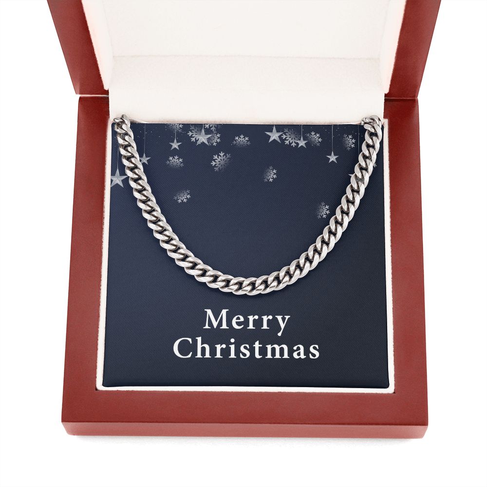 Merry Christmas v04 - Cuban Link Chain With Mahogany Style Luxury Box