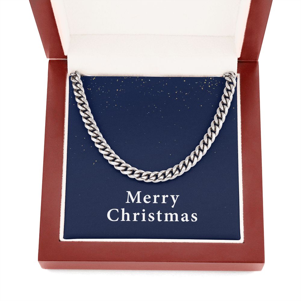 Merry Christmas v08 - Cuban Link Chain With Mahogany Style Luxury Box