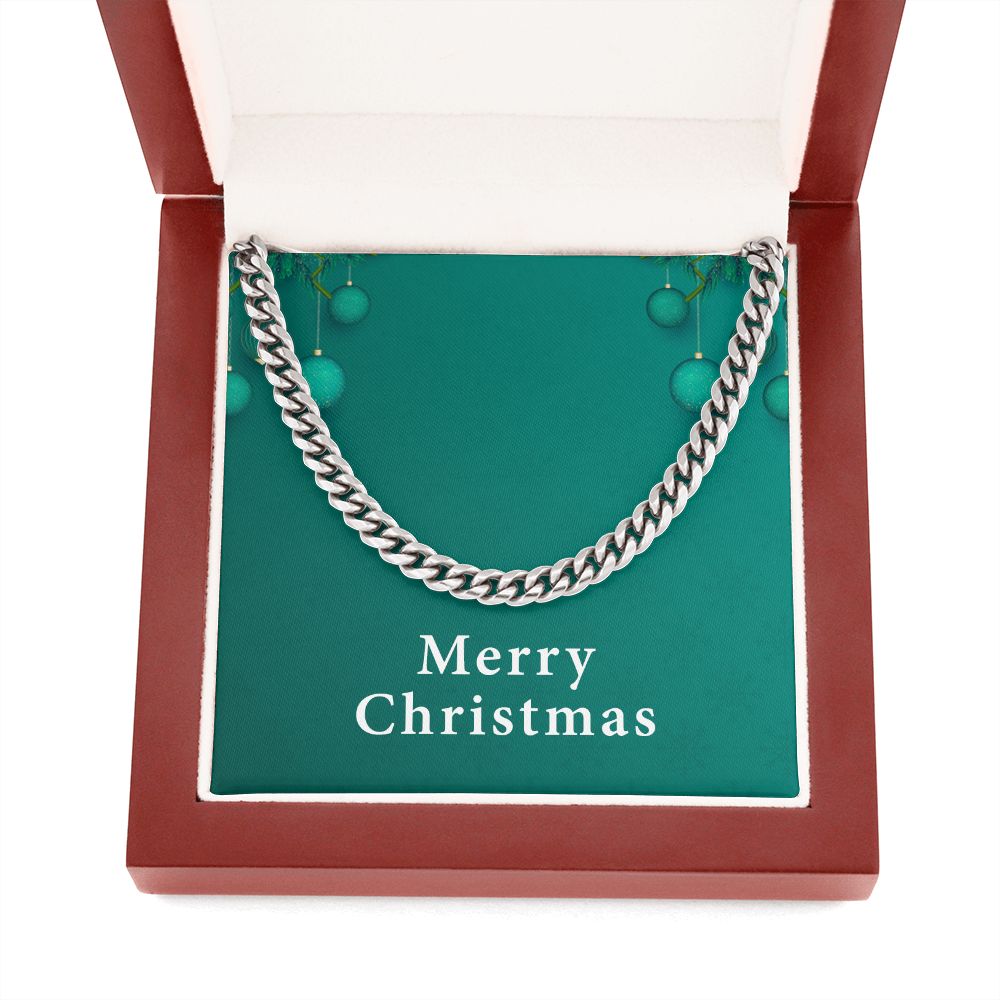 Merry Christmas v02 - Cuban Link Chain With Mahogany Style Luxury Box