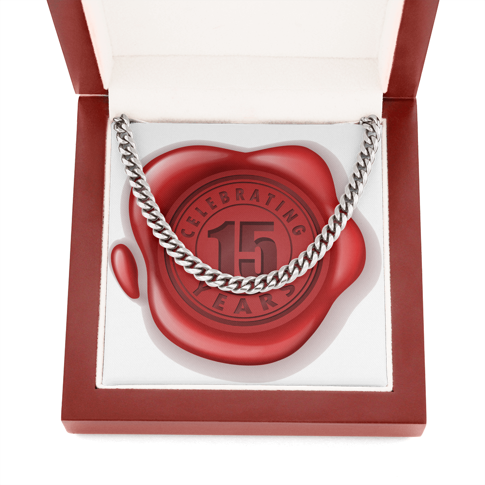 Celebrating 15 Years Anniversary - Cuban Link Chain With Mahogany Style Luxury Box