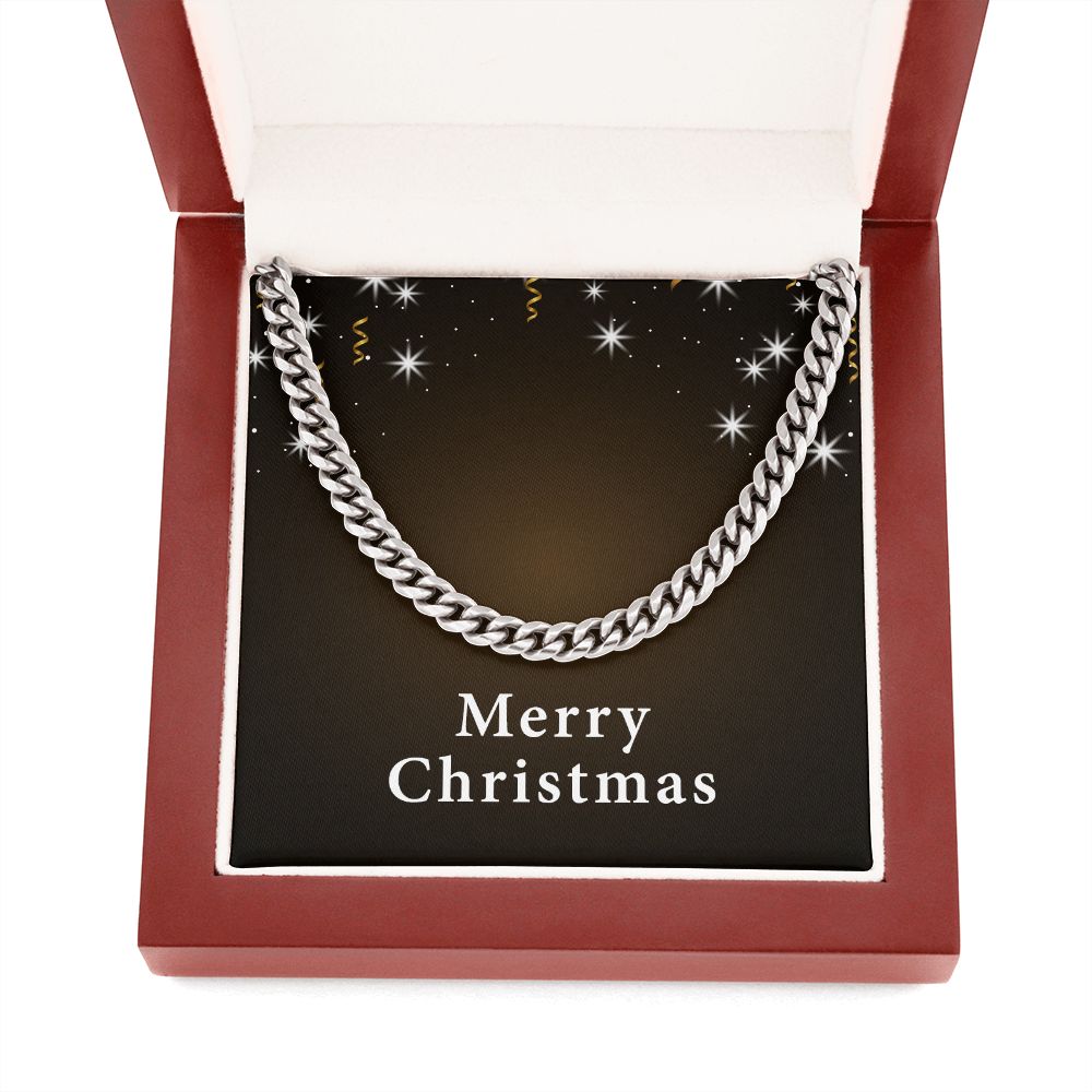 Merry Christmas v06 - Cuban Link Chain With Mahogany Style Luxury Box