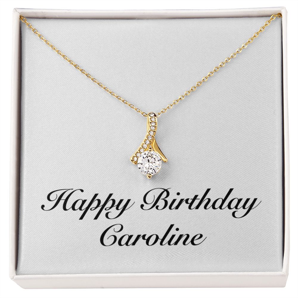 Happy Birthday Caroline - 18K Yellow Gold Finish Alluring Beauty Necklace
