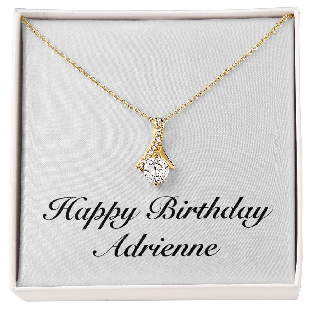Happy Birthday Adrienne - 18K Yellow Gold Finish Alluring Beauty Necklace