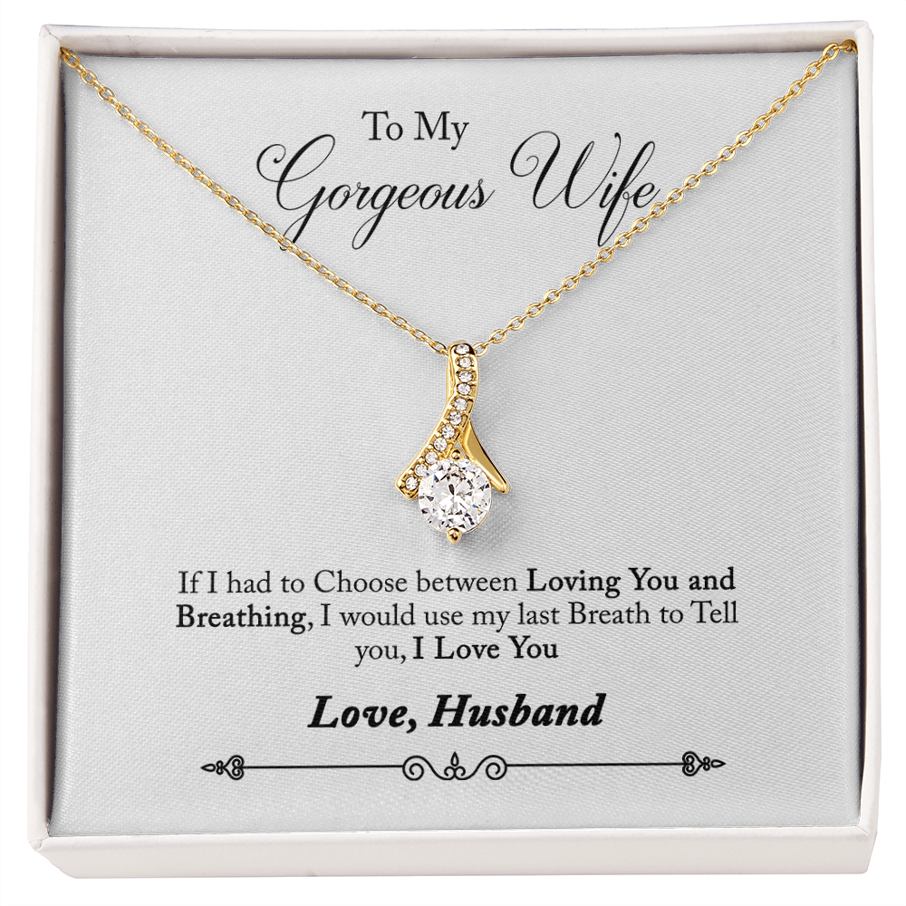 005 To My Gorgeous Wife - 18K Yellow Gold Finish Alluring Beauty Necklace