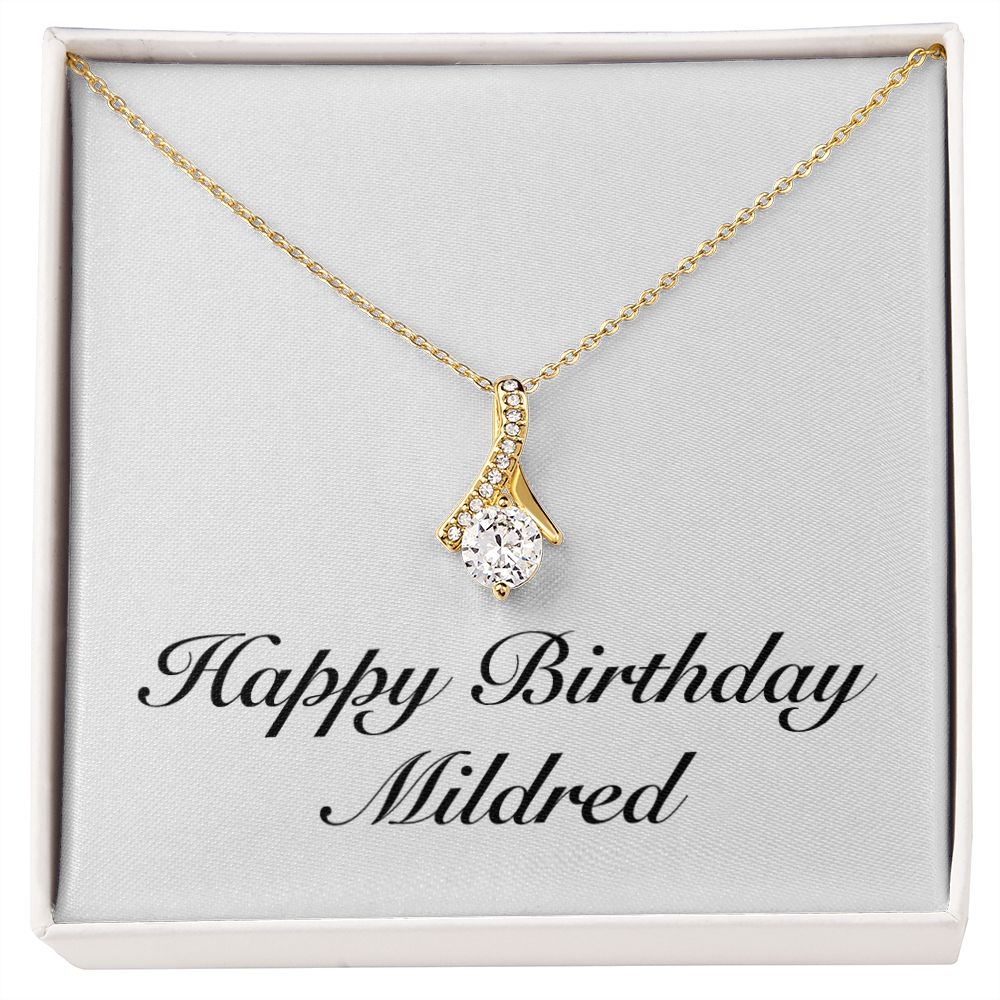 Happy Birthday Mildred - 18K Yellow Gold Finish Alluring Beauty Necklace