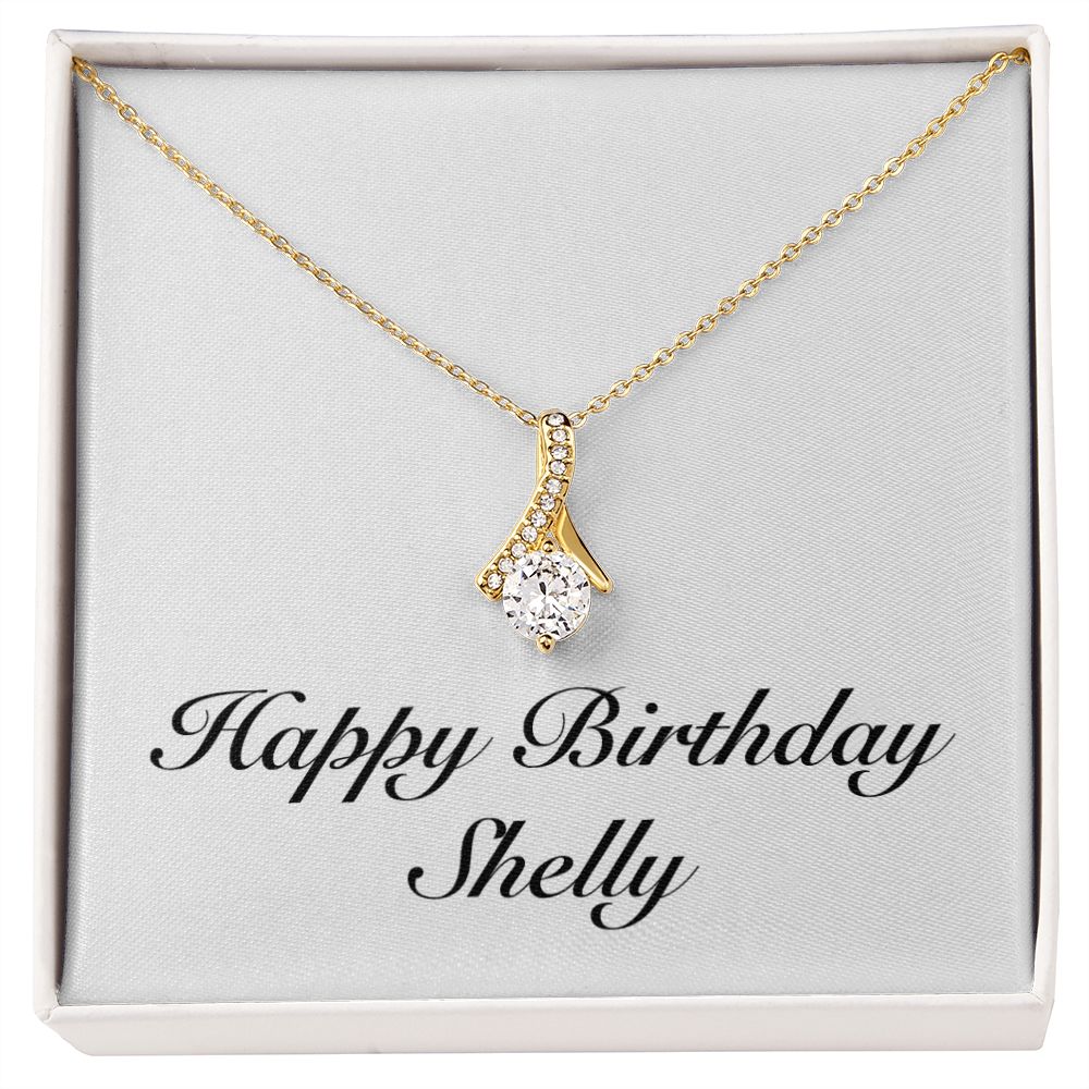 Happy Birthday Shelly - 18K Yellow Gold Finish Alluring Beauty Necklace