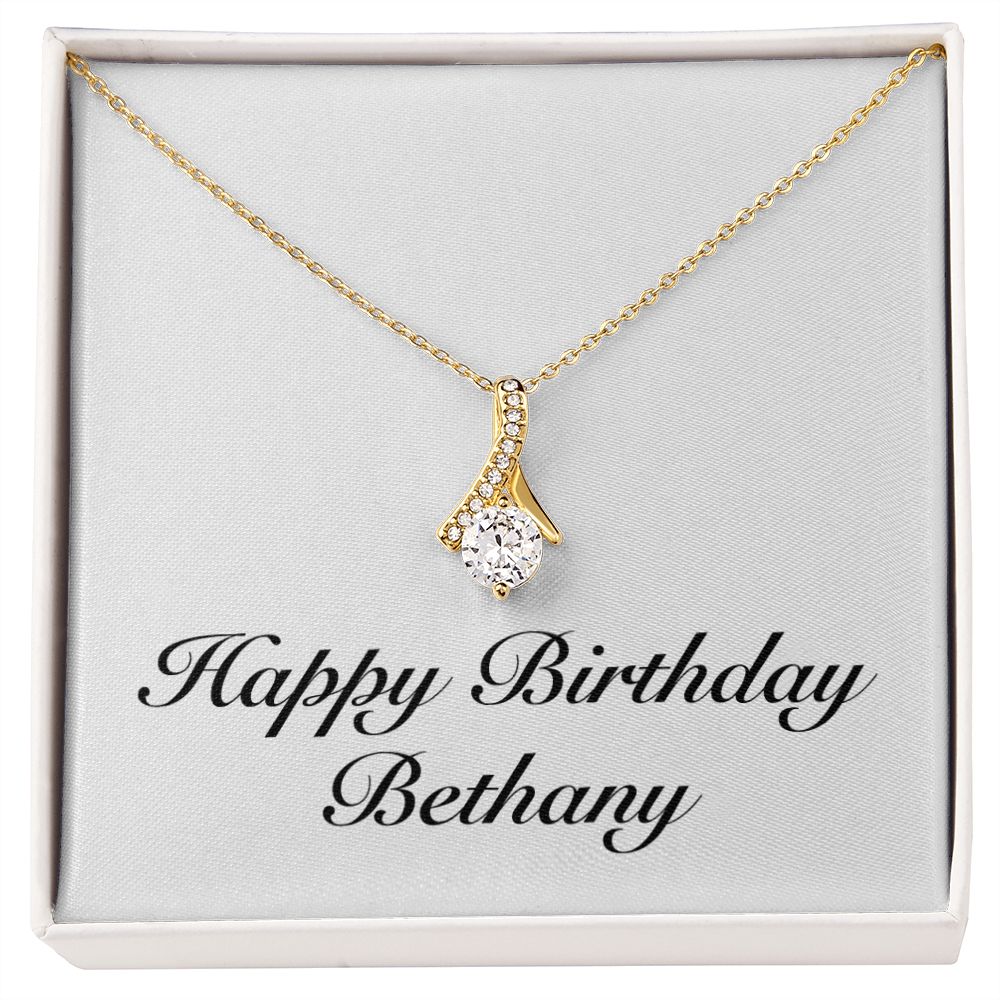Happy Birthday Bethany - 18K Yellow Gold Finish Alluring Beauty Necklace