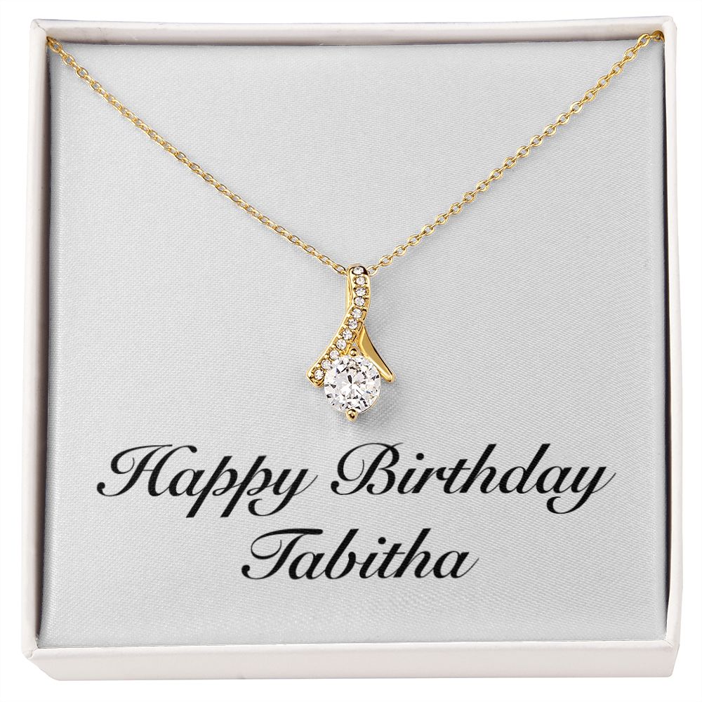 Happy Birthday Tabitha - 18K Yellow Gold Finish Alluring Beauty Necklace
