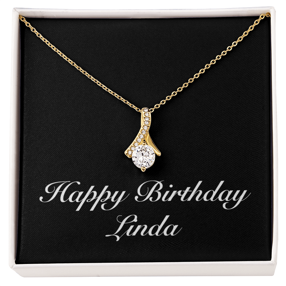Happy Birthday Linda v2 - 18K Yellow Gold Finish Alluring Beauty Necklace