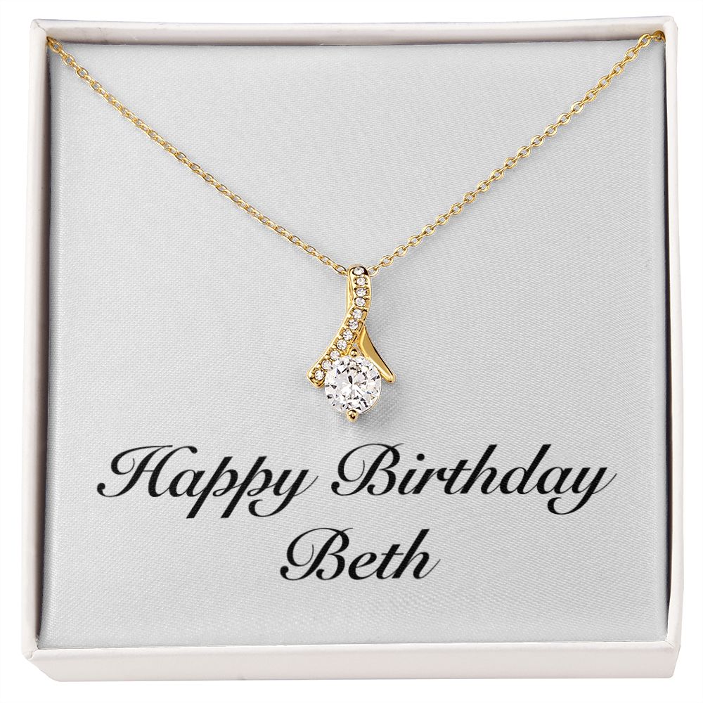 Happy Birthday Beth - 18K Yellow Gold Finish Alluring Beauty Necklace