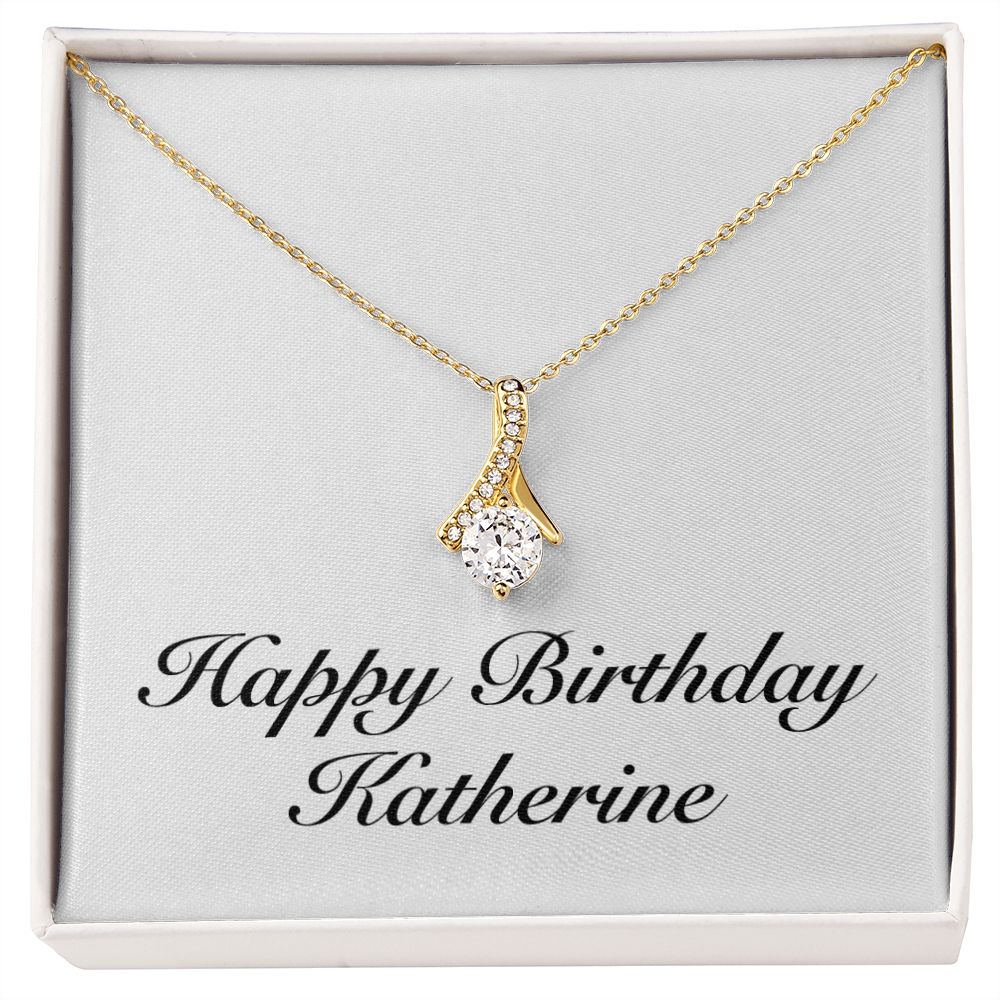 Happy Birthday Katherine - 18K Yellow Gold Finish Alluring Beauty Necklace