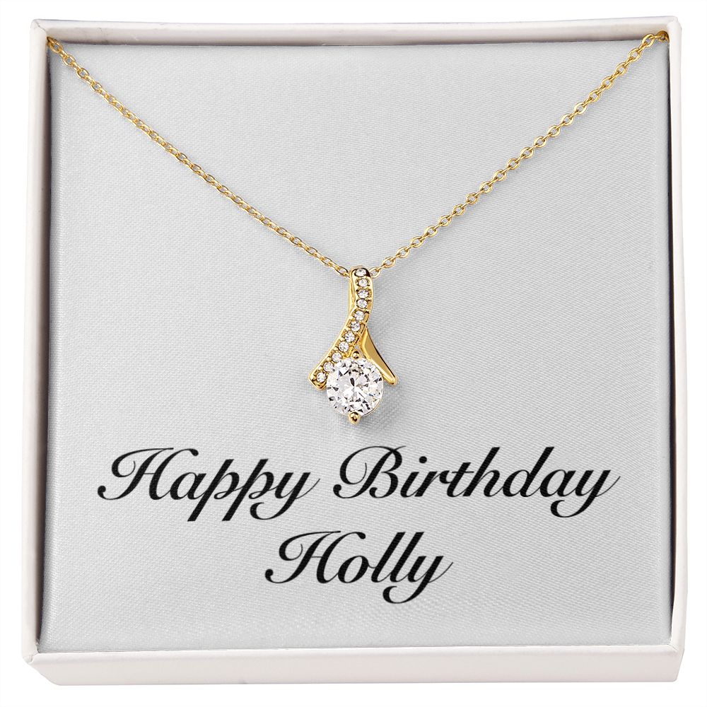 Happy Birthday Holly - 18K Yellow Gold Finish Alluring Beauty Necklace