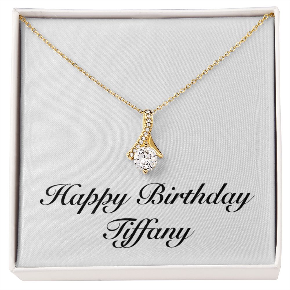 Happy Birthday Tiffany - 18K Yellow Gold Finish Alluring Beauty Necklace